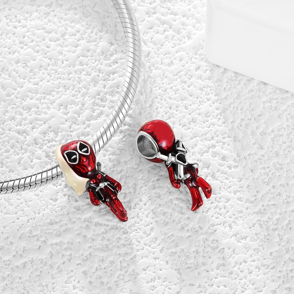 Miniso Disney 925 Sterling Silver Diy Charm Fit Original Pendant Hero Man Bracelet Movie Anime Character Spider Man Charm Beads 2