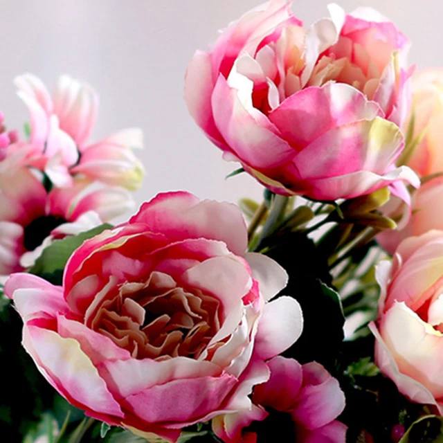 Bouquet de fleurs de pivoine artificielles en soie, accessoires de couronnes de bébé, fausses fleurs de marguerite, décoration de maison de mariage, décoration de salle de fête 5