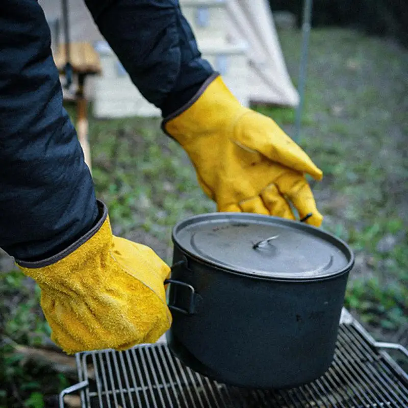 

HOTFireproof Durable Cow Leather Welder Gloves Wear-resistant Anti-Heat Work Safety Gloves For Welding Metal Hand Tools