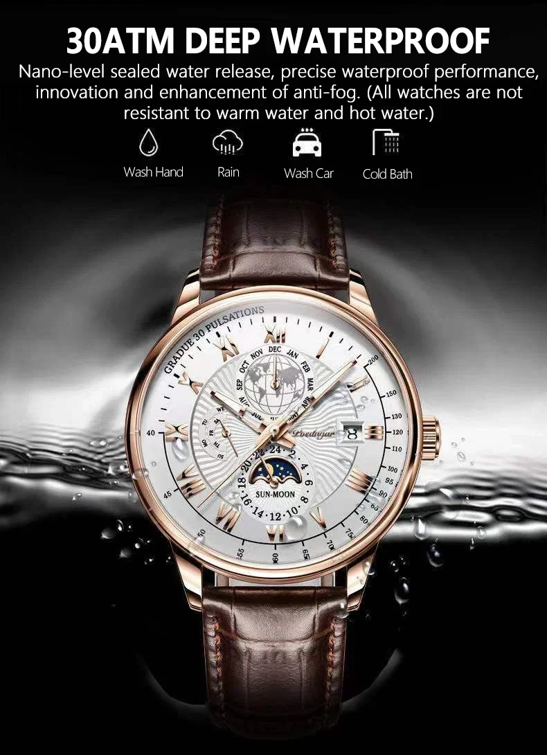 MOONBIFFY Luxury Watch - Gold White Brown