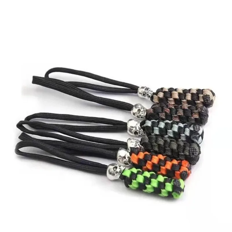 Outdoor Knife Skull Pendant Lanyard Keychain Flashlight Umbrella Rope Handmade Braided Pendant Random Color