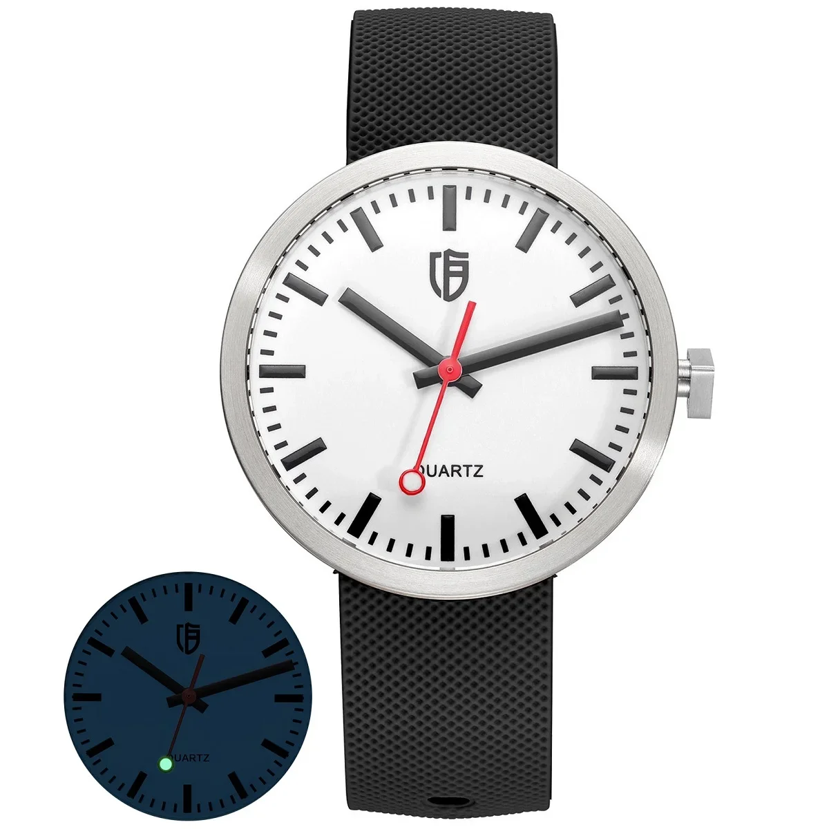 

BERNY Watch for Men/Ladies 38mm Luminous Dial Sports Quartz Wristwatch Sapphire 5ATM Waterproof Silicone Railway Watches