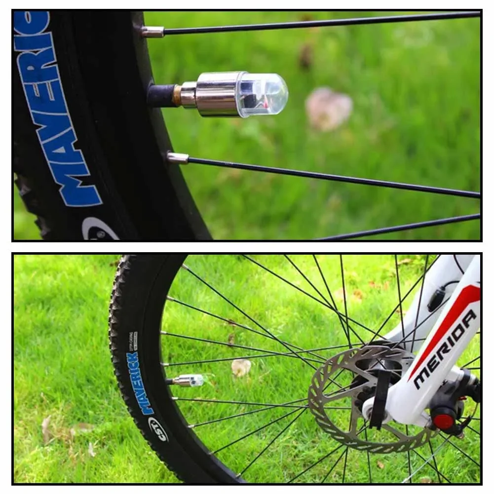 2Pcs Bicycle Tire Valve Cap Lights Durable Tire Lights for Car Air Valve Caps with Lights for Motorcycles BIke
