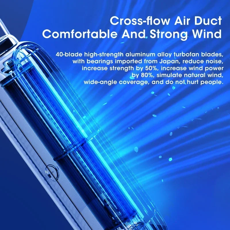 Portable Mini Tower Desk Fan USB-C Rechargeable 3600mAh Battery for Home Office Camping Travel Cooling Fan