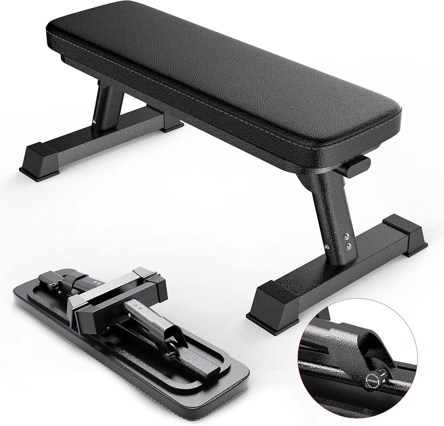 Gym Quality Foldable Flat Bench for Multi-Purpose Weight Training and Ab Exercises-Free PDF Workout Chart Included