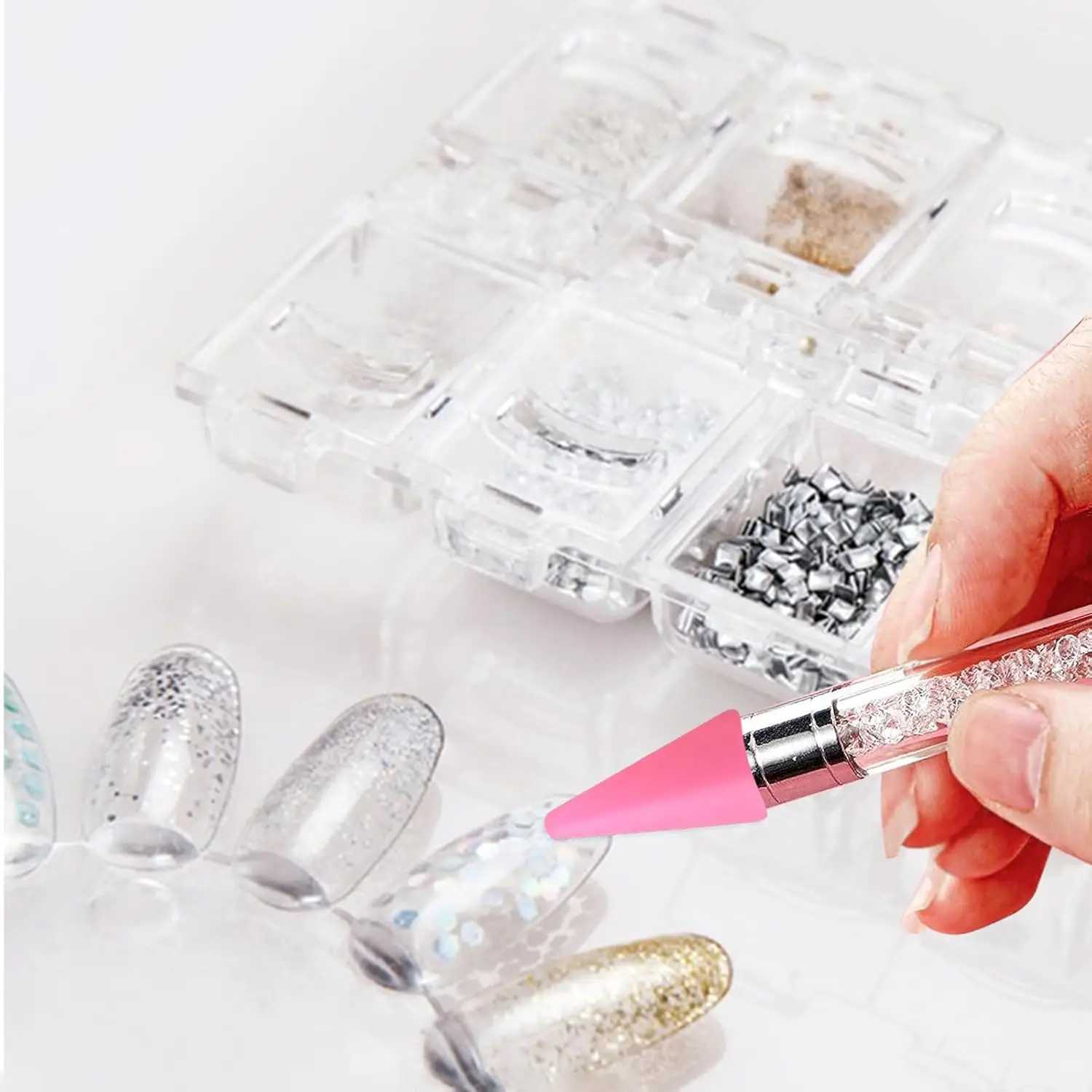 12 Pcs Wax Replacement Head Tips Rhinestone Picker Tool for Nail Dotting Pen to Pick Up Nail Gem Jewelry Wax Pen for Rhinestones 6