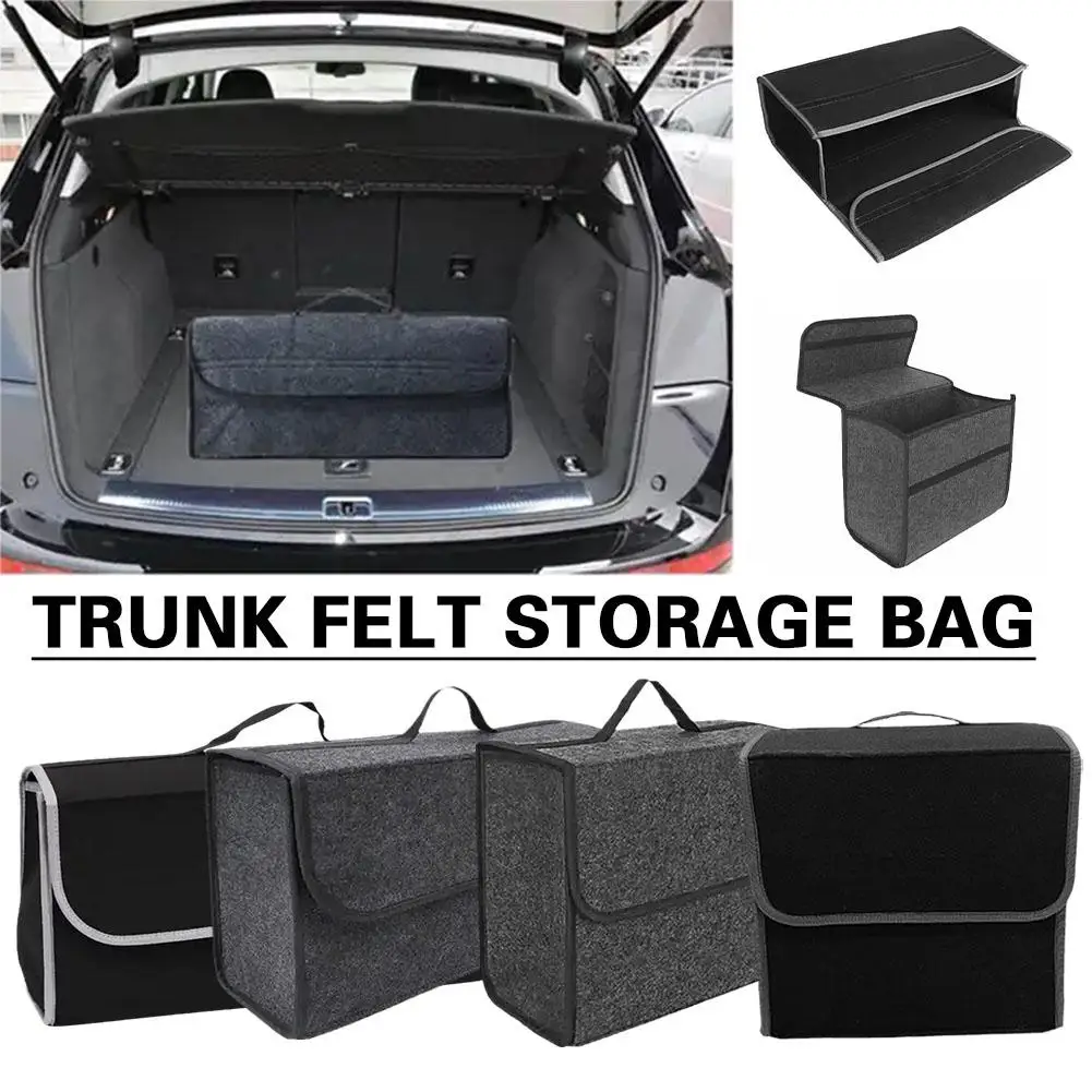 

Car Trunk Organizer Foldable Felt Large Storage Bag Trunk Soft Slip Tidying Container Package Accessories Bags Auto Anti To S9Q7