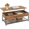 Lift Top Coffee Table -Adjustable Shelf and Hidden Storage,Wood Lift Tabletop Coffee Table for Home Living Room,Office Reception 1