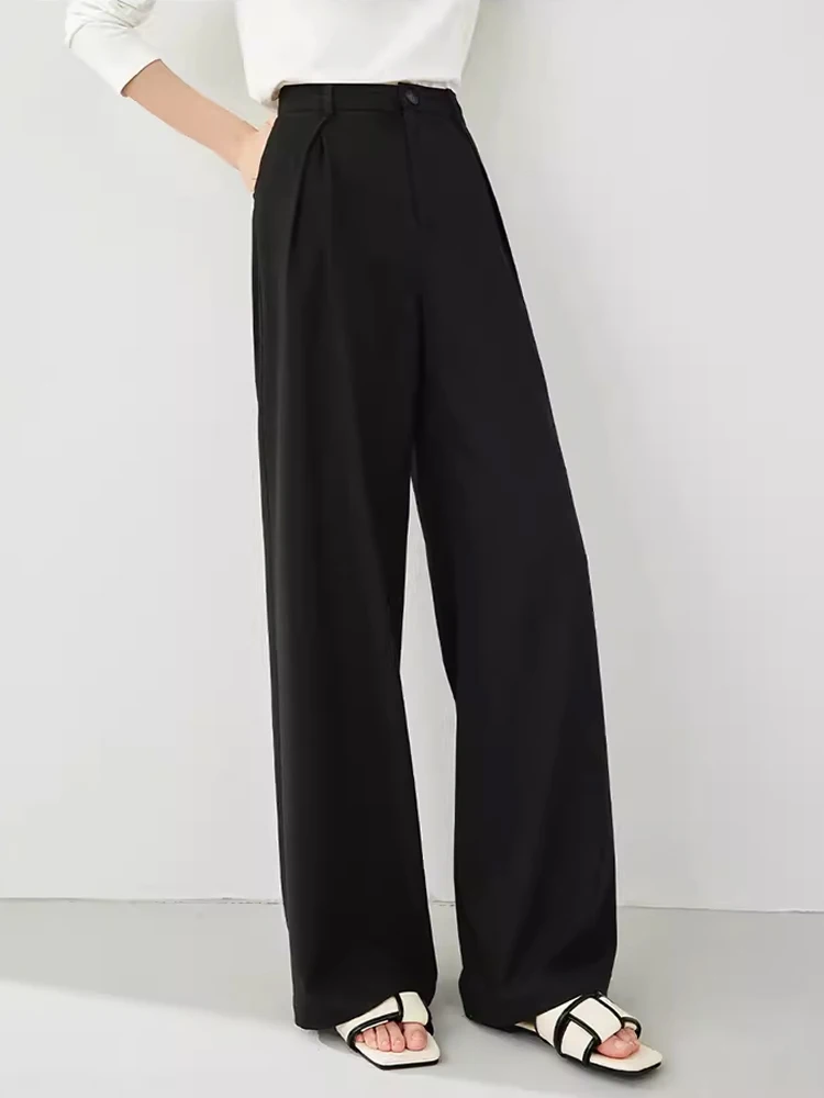 Vimly High Waist Wide Leg Pants Women 2024 Spring Full Length Straight Suit Pant Loose Casual Trousers Women's Clothing M5326