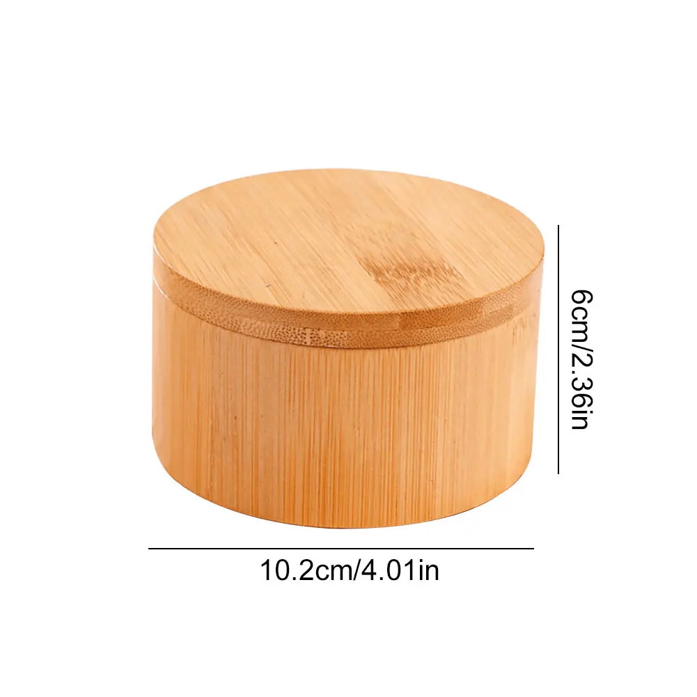 Description Picture 6 of itemBamboo Salt Cellar with Magnetic Swivel Lid Bamboo Storage Box Salt Box Round Salt Container for Storing Salt Pepper Sugar Herbs