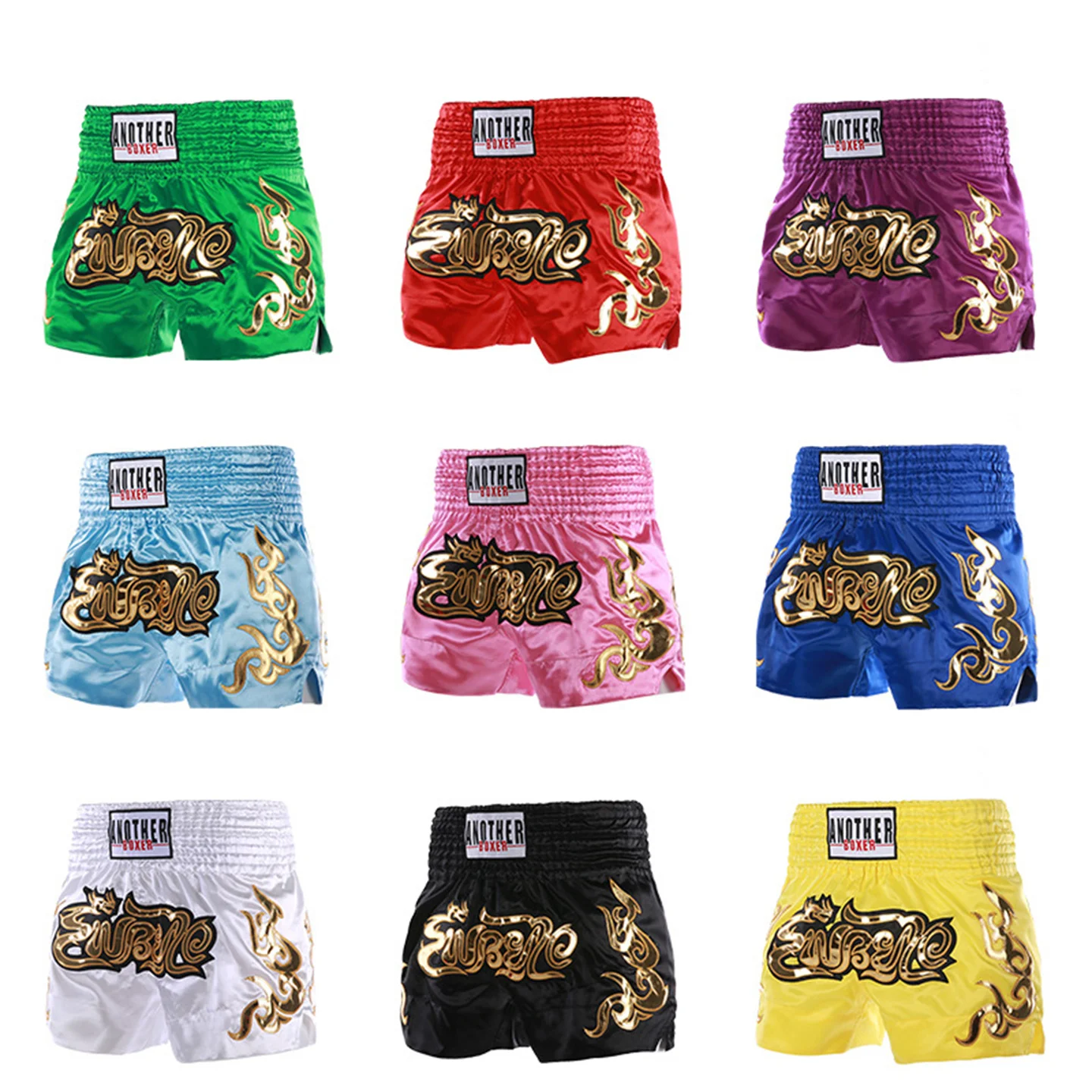 Anotherboxer 무에타이 반바지 정통 자수 복싱 트렁크 성인과 어린이 무료 싸우는 산다 훈련 하프 바지