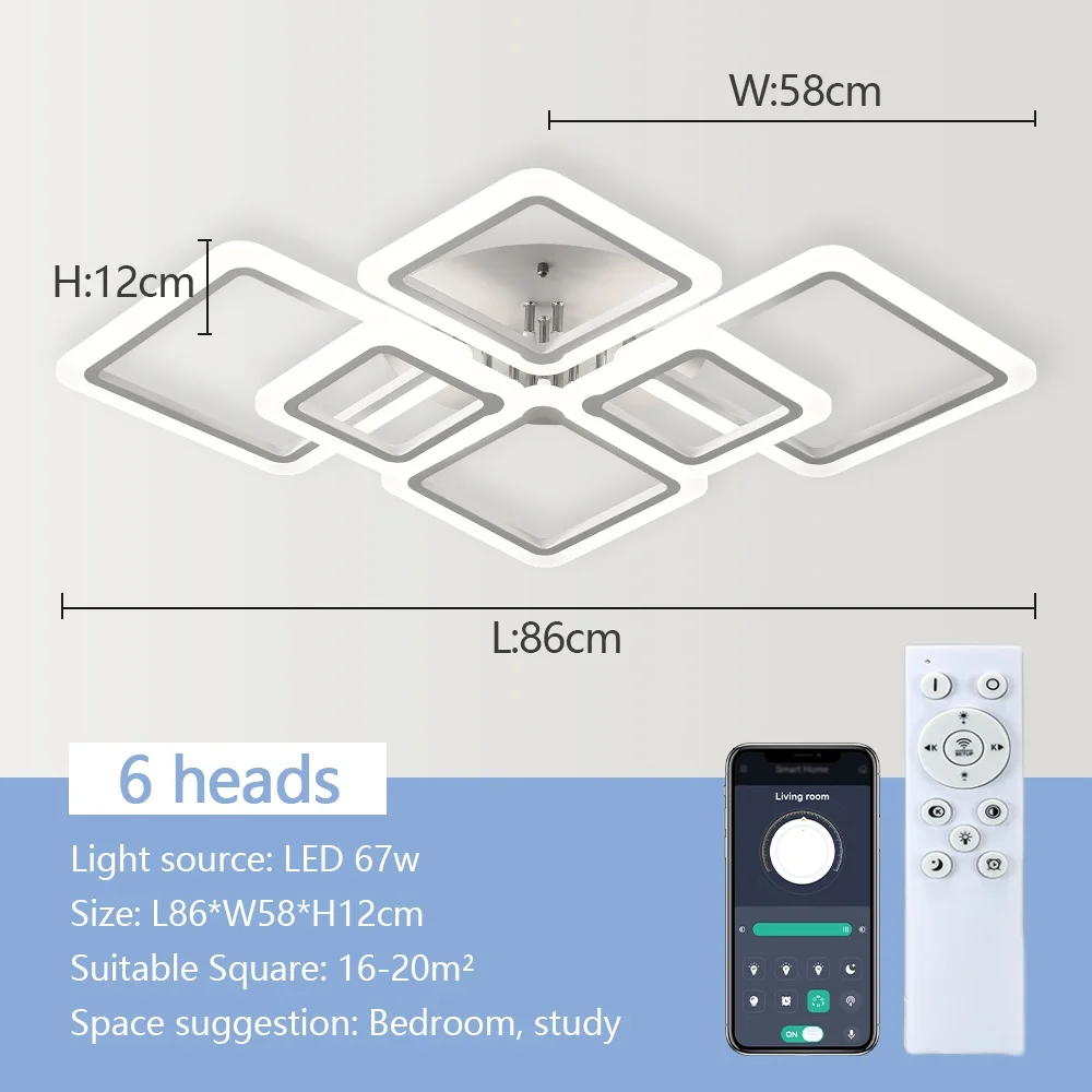 Modern Nordic LED Pendant Light - Square Ceiling Chandelier for Home Decor