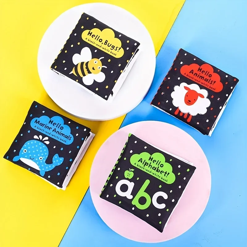 Baby Books Toy Newborn Letter Animal Cloth Book Baby Bath Book Crinkle Washable Non-Toxic Early Education Palm Book for Toddlers 5