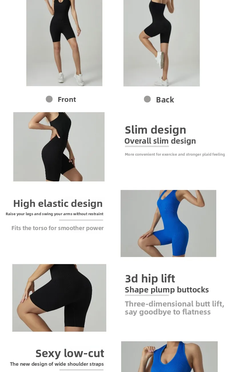 Description Picture 3 of itemHigh-elastic tight shaping garment, yoga halter top, fitness exercise tight buttock lift, high-elastic one-piece shorts