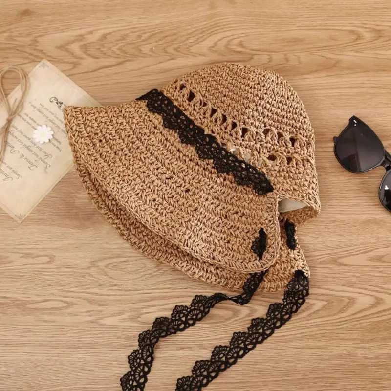 Summer Women Straw Hats Large Brim Outdoor Camping UV Protection Beach Caps