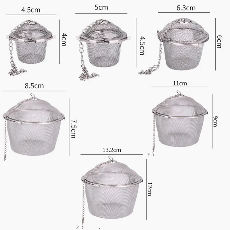 Tea Coffee Stew Spice Soup Herbal Sieve Infuser Reusable Stainless Steel Seasoning Bag Ball Kitchen Filter Sachet with Chain cooking strainers