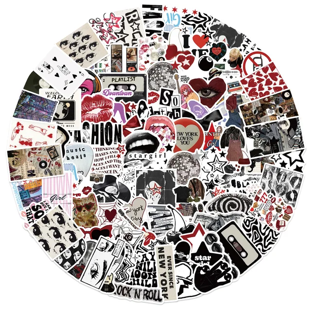 50/100pcs Downtown Y2K Girls Aesthetics Cartoon Graffiti Stickers Phone Guitar Laptop Suitcase Waterproof Sticker Kids Toy 4