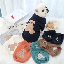 

Winter Small Medium Pet Clothes Bear Embroidery Design Dog Sweaters for Small Dogs Super Cute Puppy Clothes Sphinx Cat Clothing