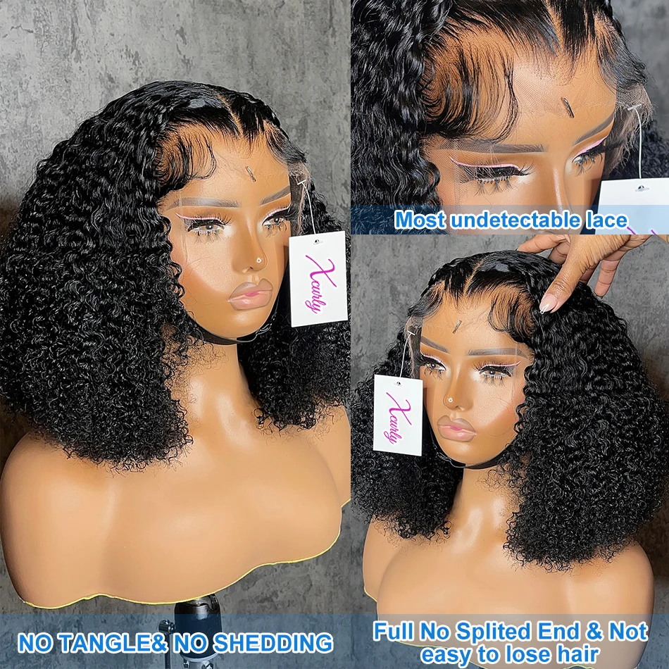 Xcurly Curly Short Bob Human Hair Wigs 13x4 13X6 HD Lace Frontal Wig Brazilian Deep Wave 5x5 Closure Wig For Women Pre Plucked 3