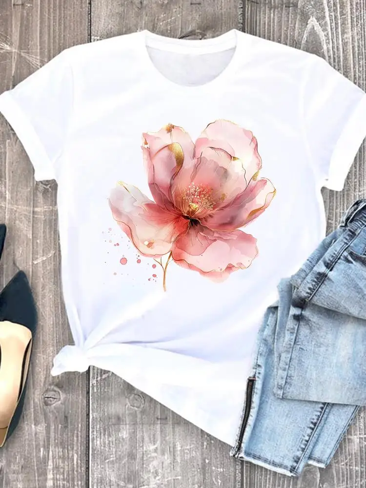 Women Clothing Trend Cute 90s Fashion White Tee Clothes Print Womens Casual Ladies Graphic T Short Sleeve O-neck T-shirts