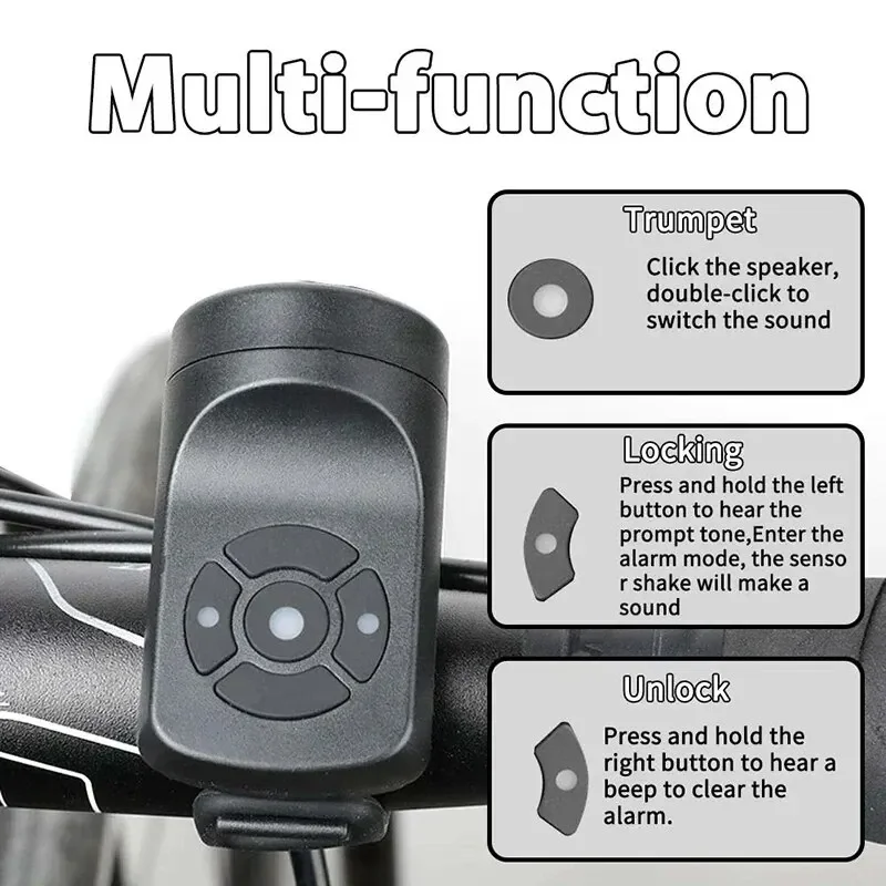 Bicycle Horn Bike Horn Electric Bicycle Bell Powerful Rechargeable Bicycle Bell Ring Horn Bells Cycle Safety Sound Alarm Accessories