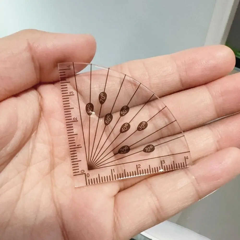 1pcs 다기능 투명 미니 눈금자, 웨이브 라인 드로잉 측정 도구, 직선 눈금자, 포켓 각도기, 학생용