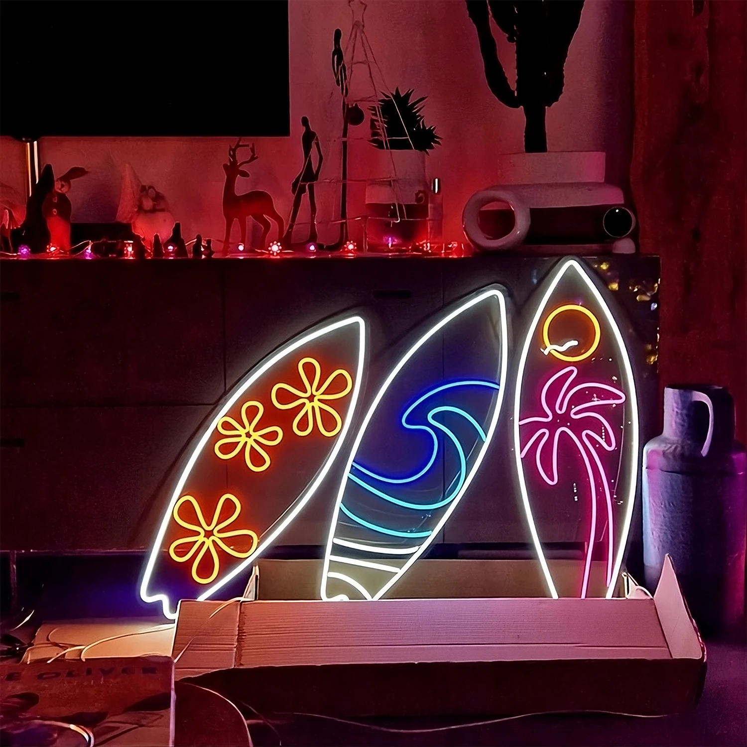 Description Picture 5 of itemSurfboard Neon Signs Unique Wall Decoration Special Gift Cool Fashion 2023 Design Beach Bar Home Decoration Room Boys Girls Room