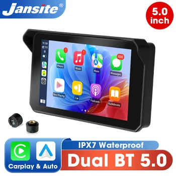 Jansite Doppio Bluetooth Moto Carplay Schermo Navigazione Display GPS IP67 Supporto impermeabile Interfono per casco Accessori moto