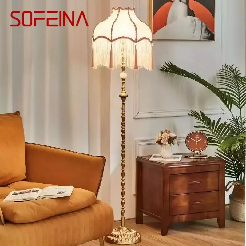 

SOFEINA European Floor Lamp American Retro French Tassel Living Room Bedroom Villa Sofa Edge Originality Home Furnishings