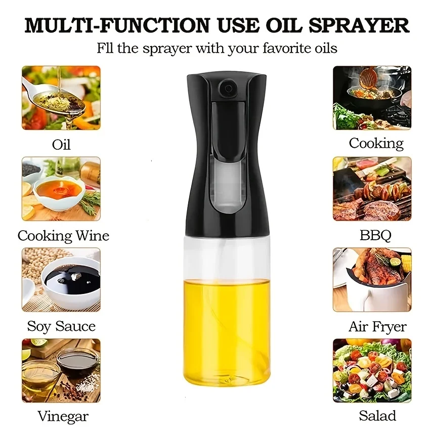  Continuous Spray Olive Oil Mister Dispenser Sprayer for Cooking, Best Air Fryer Accessories, Refillable Glass Bottle Spritzer, Unique  Kitchen Tools Gadgets Gifts Under 25 Dollars