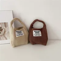 Children's Bag With Label 2023 Korean Autumn Winter Woolen Fashionable Girls' Handheld Bag Knitted Bags For Girls 2