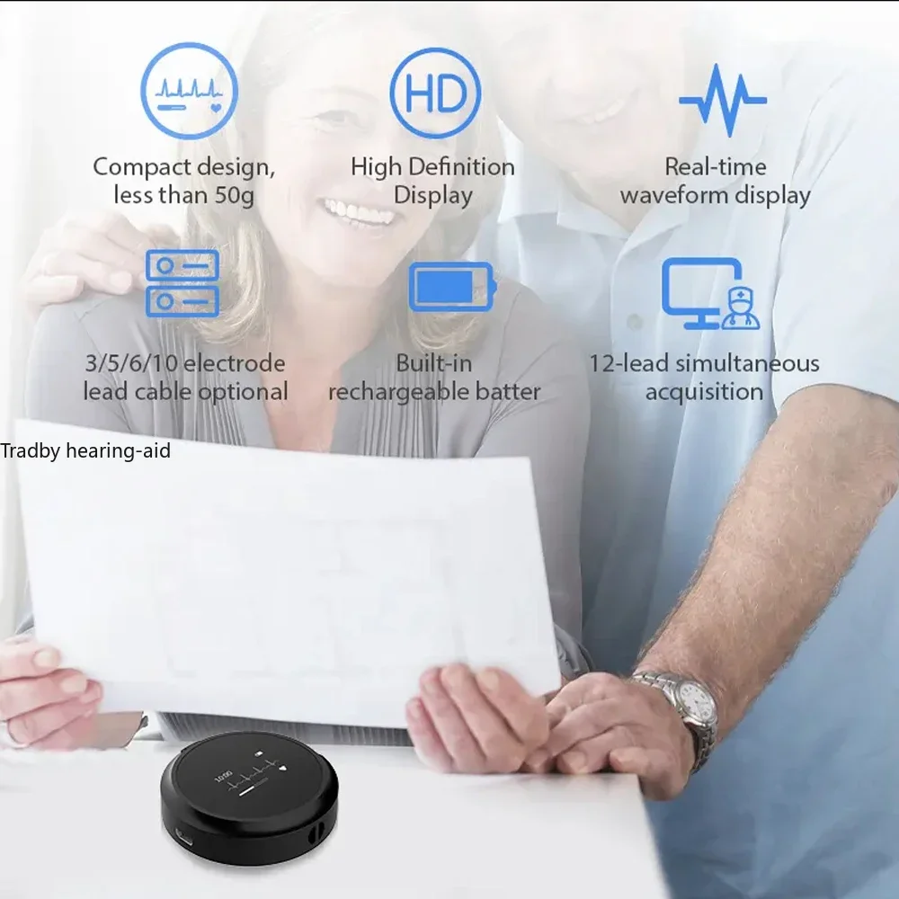 72 Hour AI ECG 12 Channel Holter ECG EKG,Rechargeable ,12/3 Channel ,AI-ECG Tracker Report,50G,Real-timewaveform Display