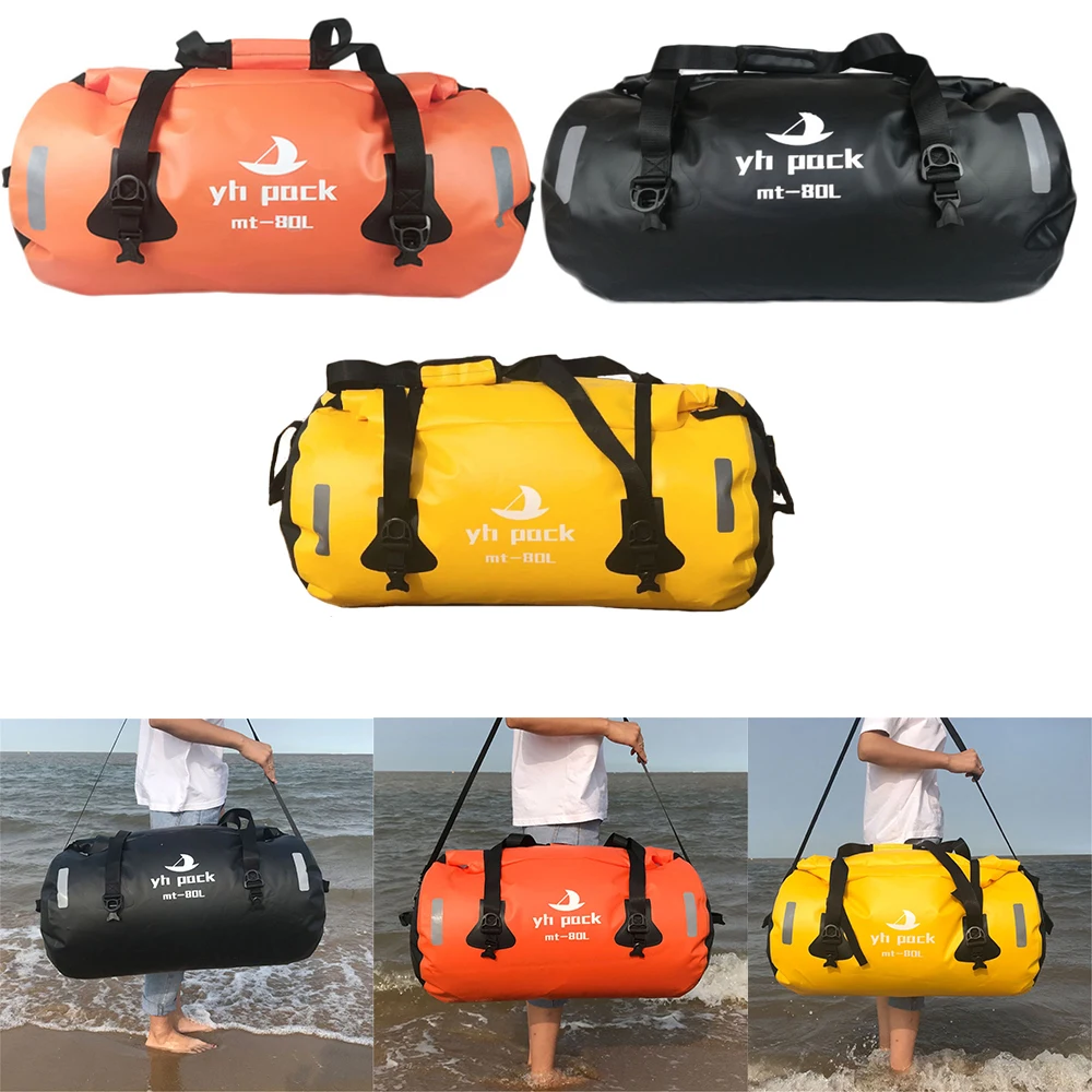 Motorcycle Bag Outdoor PVC Dry Sack Bag Waterproof 40L 80L 90L Shoulder Bag Diving Swimming Hiking Driving Travel Kits motorcycle luggage bag
