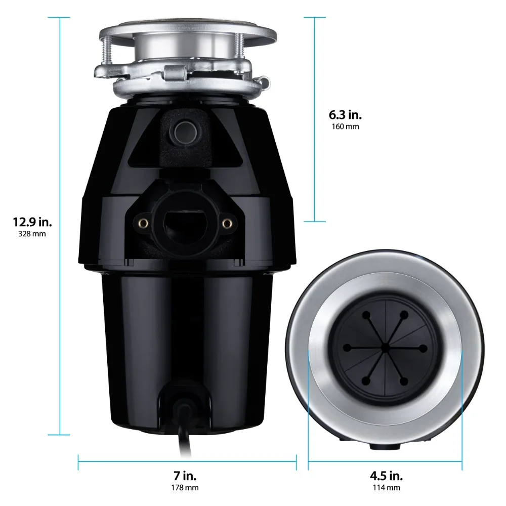 Eco Logic 1/2 HP Garbage Disposal with Brushed Nickel Sink Flange 10-US-EL-7-DS-3B-BN 3