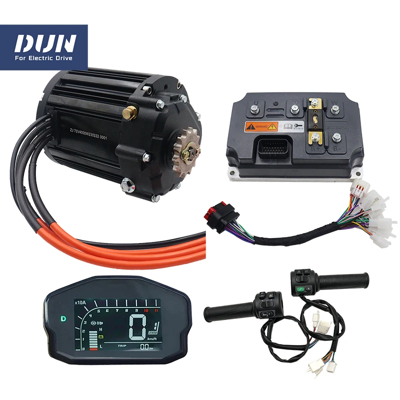 

QS 138 90H 4000W V3 Mid Drive Motor with BLDC DUN/VOTOL Controller EM260S and DKD Display T08 Throttle For Electric Motorcycle