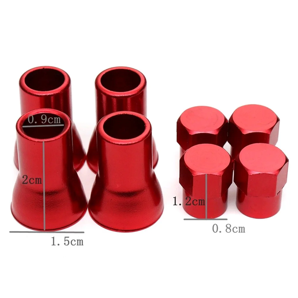 

8Pcs/set (4x Stem Sleeves+4x Hex Cap) Car Red Aluminum Tire Wheel Stem Air Valve CAP & Sleeve Cover Car Accessories