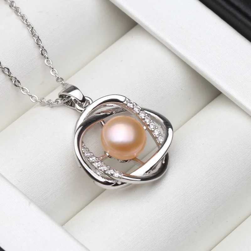 925 Sterling Silver Pendant Women Wedding Black Natural Freshwater Pearl Necklace Engagement Gift