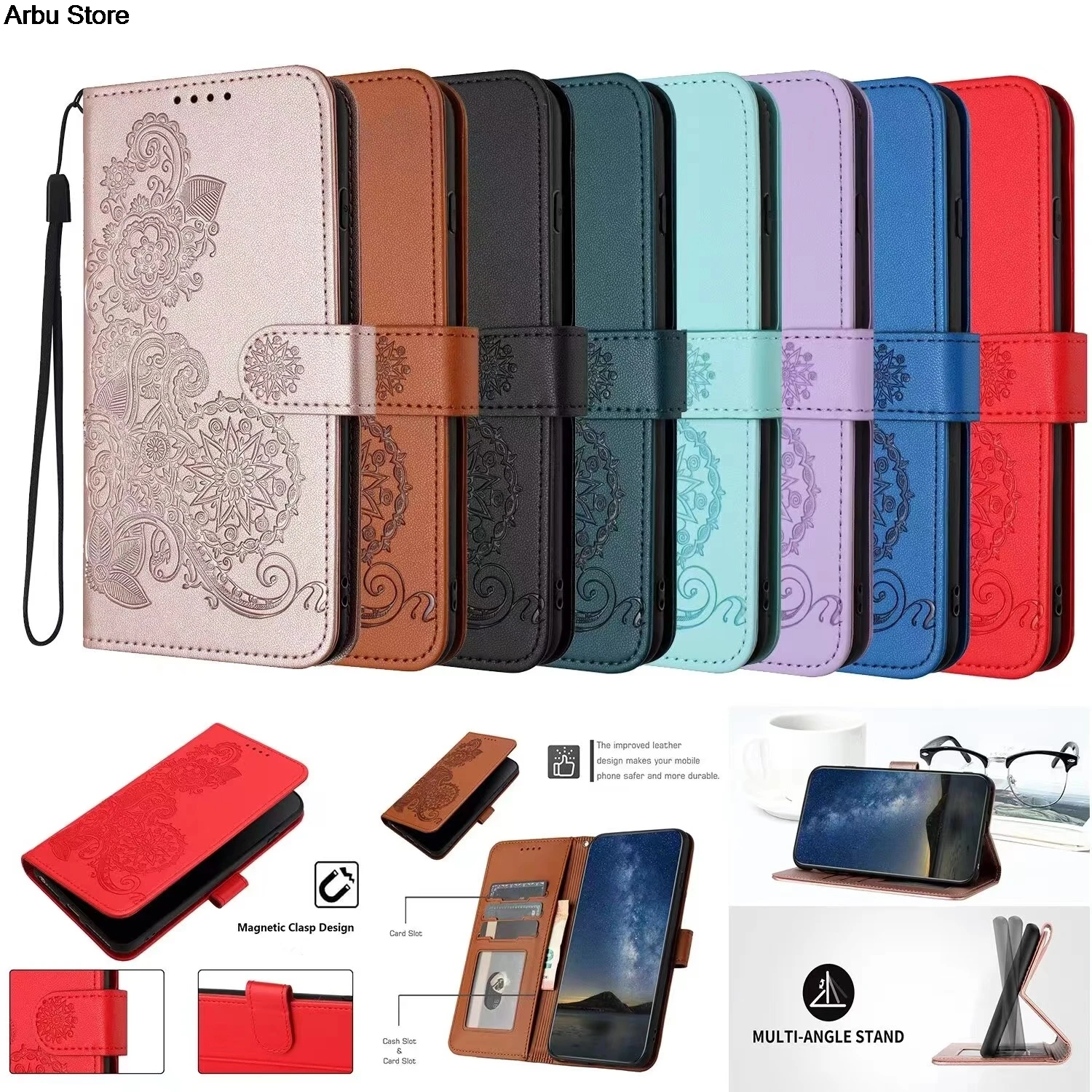 Per Motorola Moto Edge 40 5G 3D Mandala Leather Texture Flip Case Moto S30 Pro Portafoglio Funda Moto Edge 30 Fusion E13 E22 E30 Capa