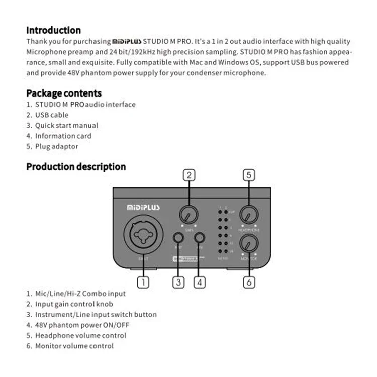 midiplus Audio Interface Mixer Professional Recording Studio Audio Interface Sound Card Live Stream External Sound Cards