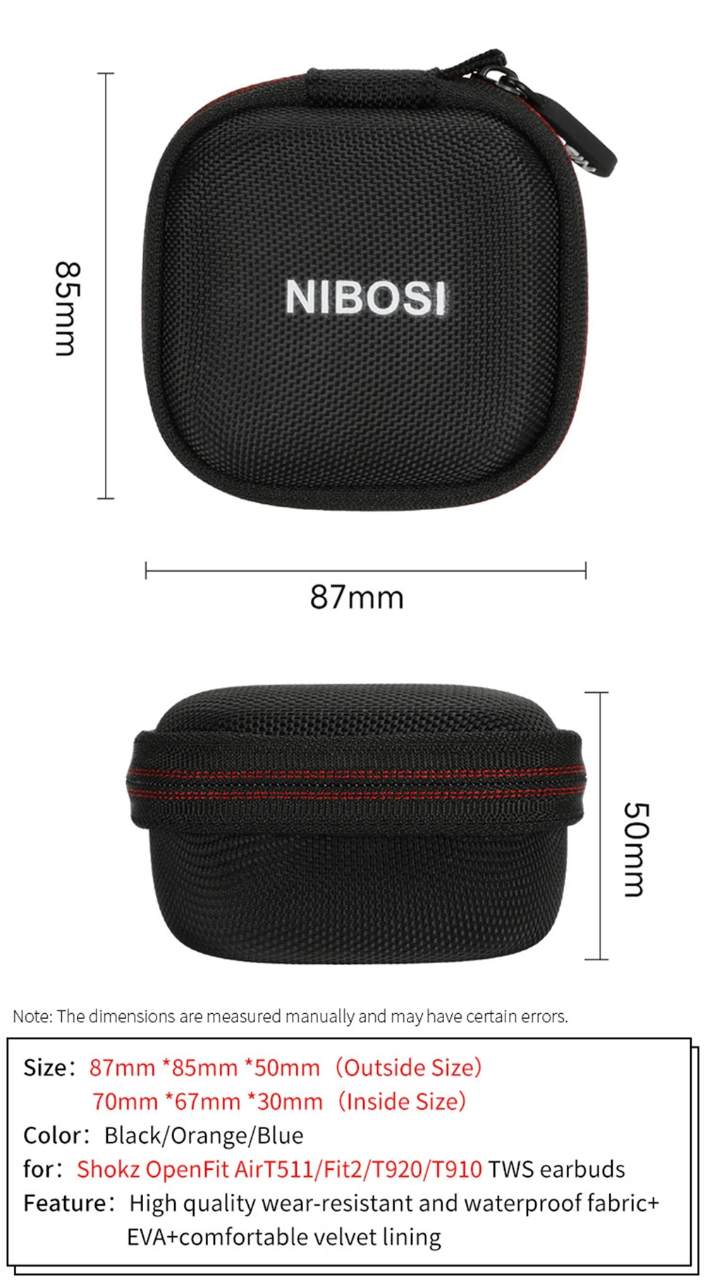 Hard EVA Storage Bag for Shokz Open Fit Fit2 Air T511 T920 T910 TWS Earbuds Box OpenFit Ture Wireless Earbuds Travel Carry Case