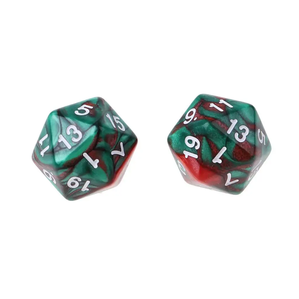 

10pcs set 20 Sided D20 Dice for TRPG Game Blue Green