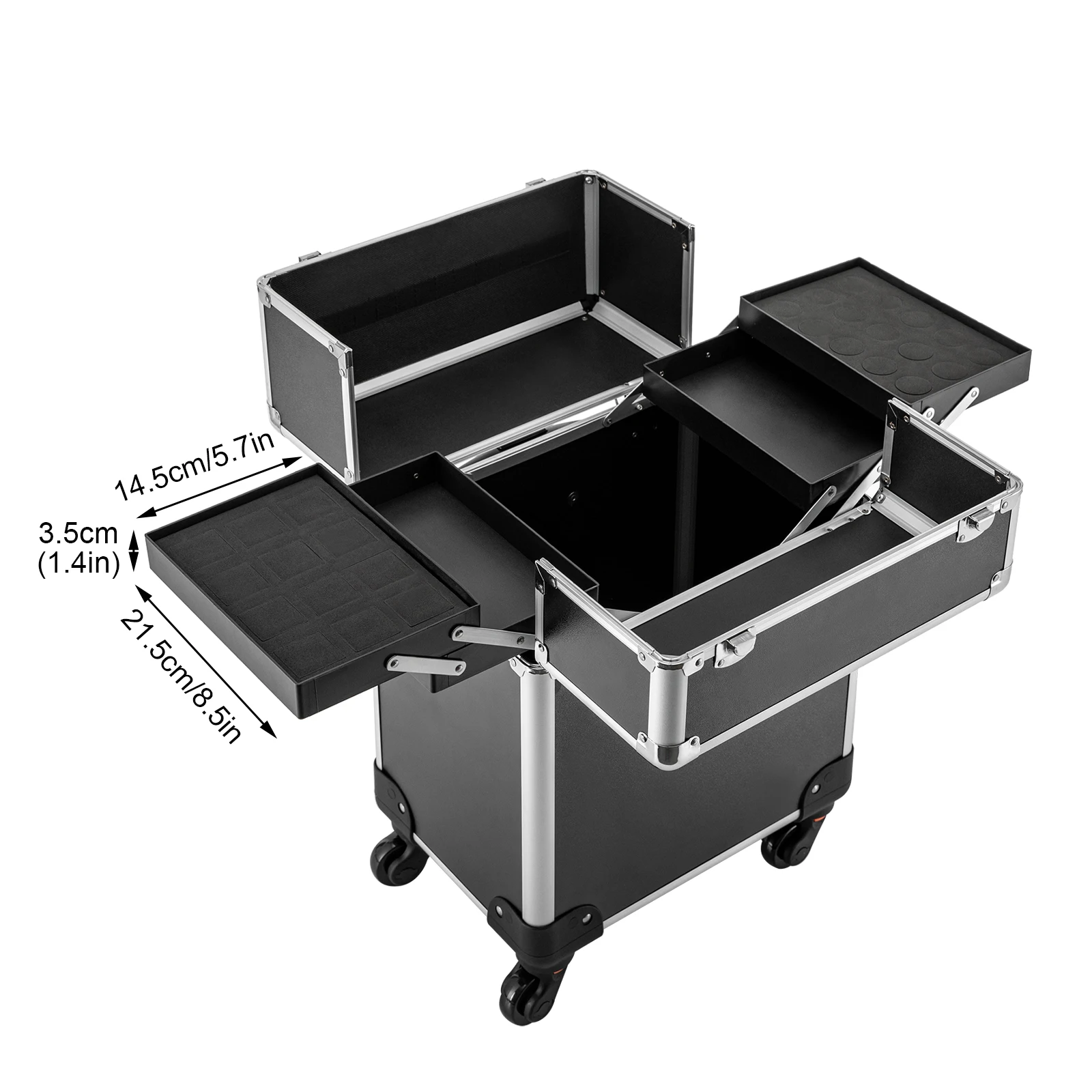 Description Picture 2 of itemCosmetics Makeup Beauty Nail Salon Hairdresser Trolley Case Rolling Makeup Train Case Large Cosmetic Trolley Organized