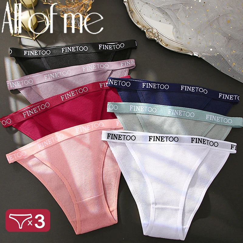 3 Pz/Set Donne Waffle Cotone Mutandine Intimo Femminile Slip Sexy Finetoo Band Vita Pantys Tinta Unita Intimo Lingerie Ragazze