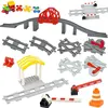 Big Size Train Car Tracks Bricks Transport Accessories Straight Curved Uphill Switch Rail Building Blocks Compatible Duploes 1