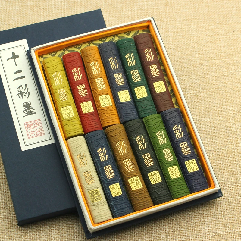 Chinese Color Ink Stick Hui Painting Block Set Calligraphy Writing Watercolor Stone Livres Kitaplar chinese color ink stick hui ink stick chinese painting aquarelle colored ink blocks calligraphy ink stone watercolor ink stone