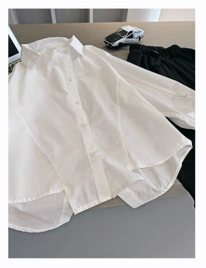 봄 가을 어린이용 불규칙 셔츠 남아용 루즈핏 긴팔 셔츠 패션 캐주얼 한국 스타일 탑 2025