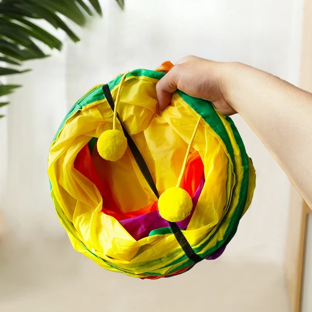 Pet Tunnel Multi Cat Interactive Rainbow Channel Large Multi Exit Foldable Cat Toy Drilling Cat Channel Durable Scratch and Bite 6