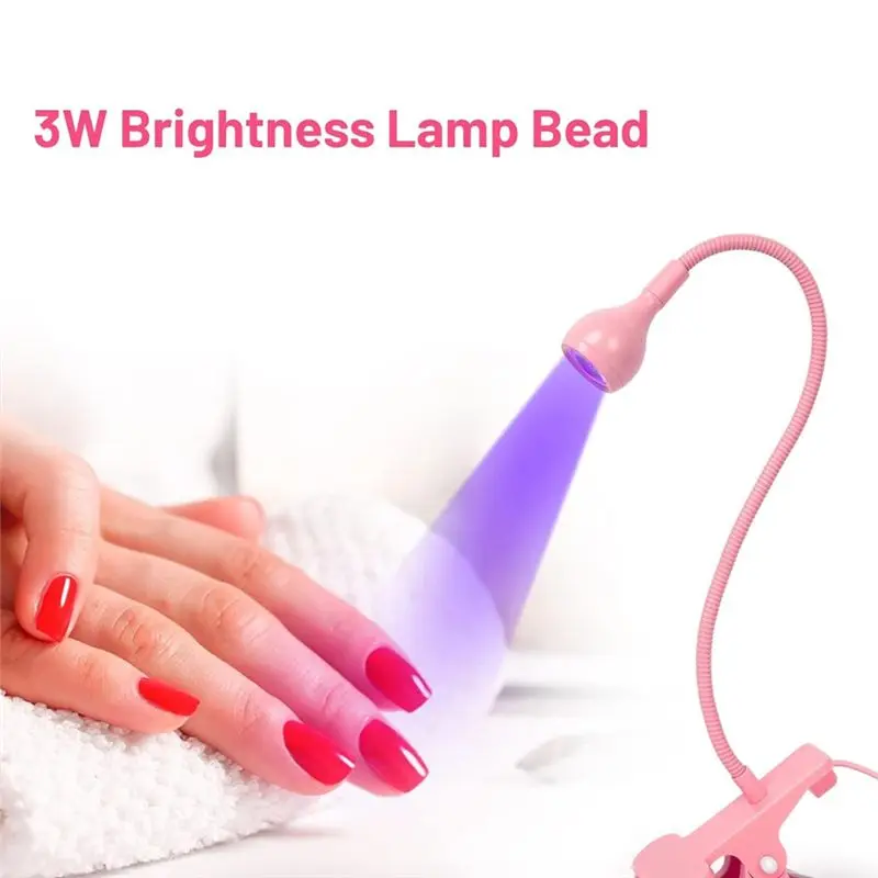 B14C 3W LED 네일 램프 UV 젤 폴리쉬 경화 램프 플렉시블 구즈넥 USB 전원 핑크 휴대용 젤 폴리쉬 경화 램프