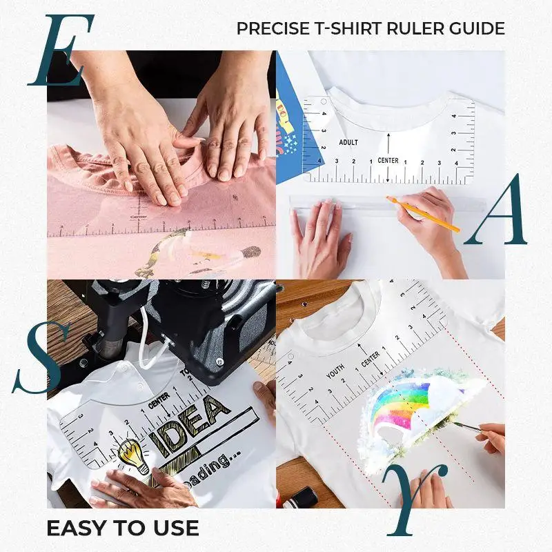 4pcs Tshirt Alignment Ruler Guide to Center Design T-Shirt Ruler Alignment Tool Sewing Accessories DIY Drawing Template Drafting