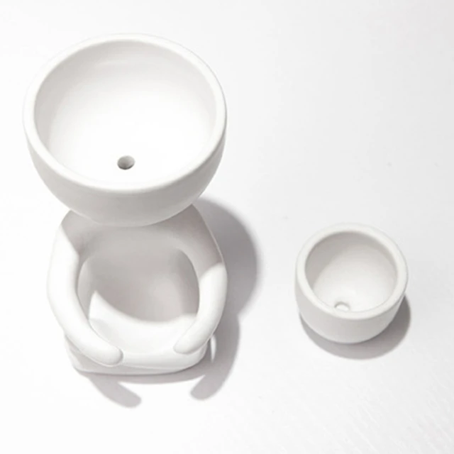 Fekete Fehér Ember Virág Edények Emberi Fej Növény Ültetvény Tartó Otthoni Kerti Dekoráció Kerámia Vicces Váza Penész Szoba Szervező - Image 5